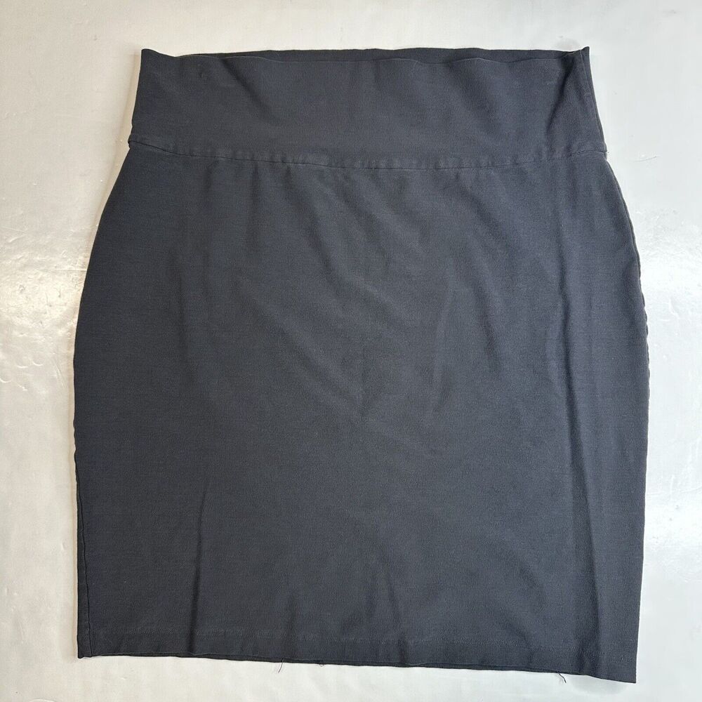Eileen Fisher Crepe Skirt Large Dark Gray Pencil Pull On Short Stretch Knit USA
